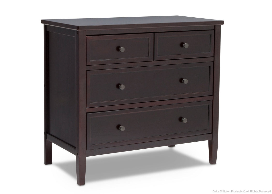 Delta Children Dark Chocolate (207) Epic 3 Drawer Dresser Side View d2d