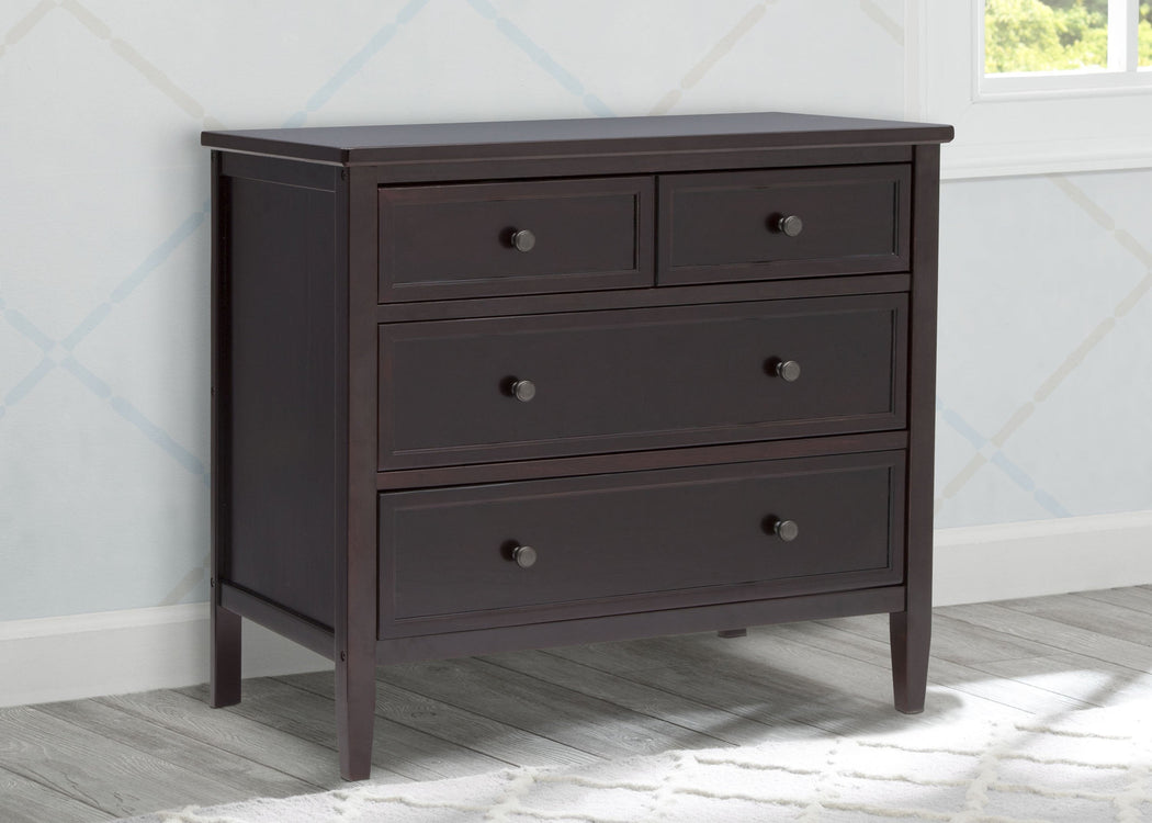 Delta Children Dark Chocolate (207) Epic 3 Drawer Dresser Side View d2d