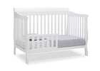 White crib with a gray mattress on a white background 33-Canton 4-in-1 Crib