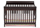 Dark wood crib with colorful bedding on a white background 43-Canton 4-in-1 Crib