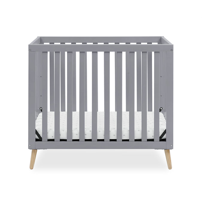 DCB: Grey with Natural (1359) 15-Essex Convertible Mini Baby Crib with 2.75-Inch Mattress, Greenguard Gold Certified