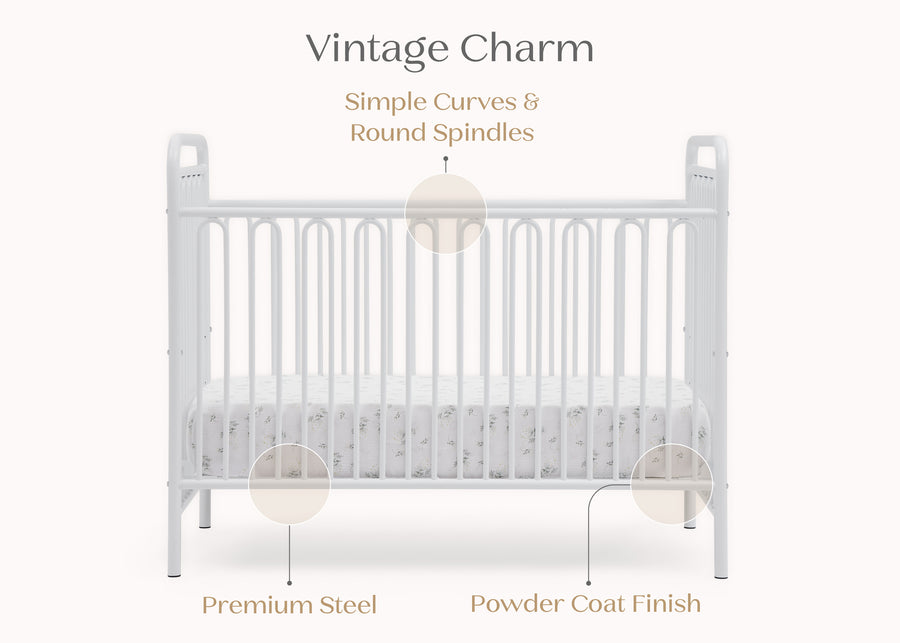 White (1309) 5-Darcy 4-in-1 Convertible Metal Crib