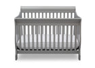 Gray crib with white mattress on a white background 44-Canton 4-in-1 Crib