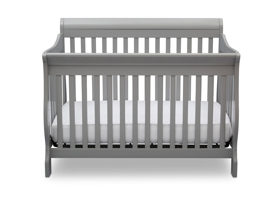 Gray crib with white mattress on a white background 44-Canton 4-in-1 Crib