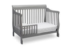 Gray crib with a white mattress on a white background 45-Canton 4-in-1 Crib
