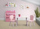 Pink (1265) 1-4-Piece Toddler Playroom Set – Includes Play Table with Dry Erase Tabletop and 6 Bin Toy Organizer with Reusable Vinyl Cling Stickers