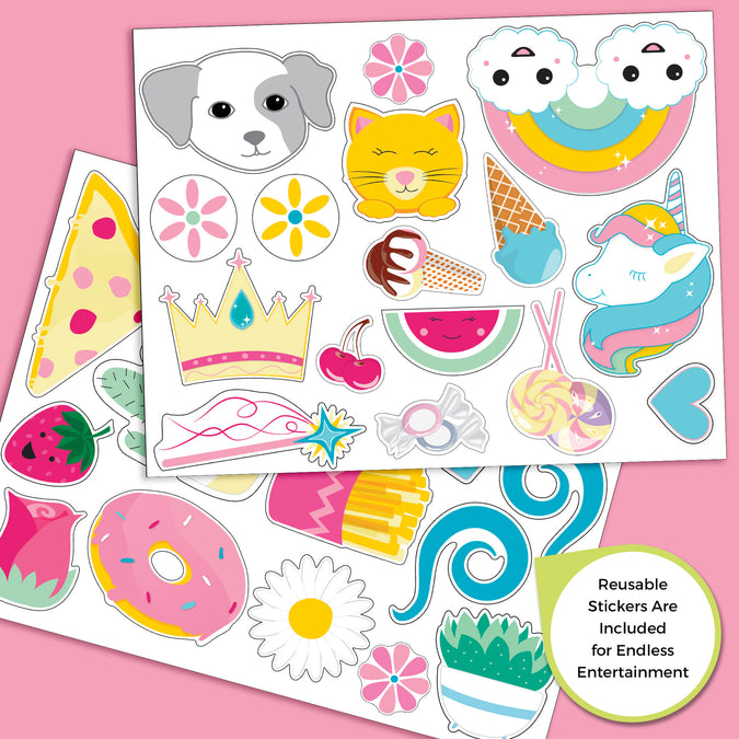 Pink (1265) 5-4-Piece Toddler Playroom Set – Includes Play Table with Dry Erase Tabletop and 6 Bin Toy Organizer with Reusable Vinyl Cling Stickers