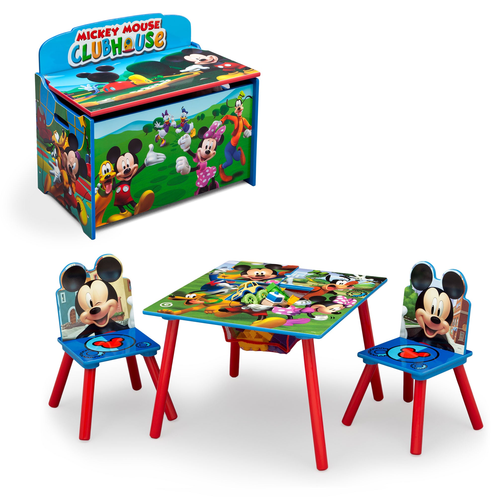 Disney Mickey Mouse 4-Piece Playroom Set - Includes Table with 2 Chair ...