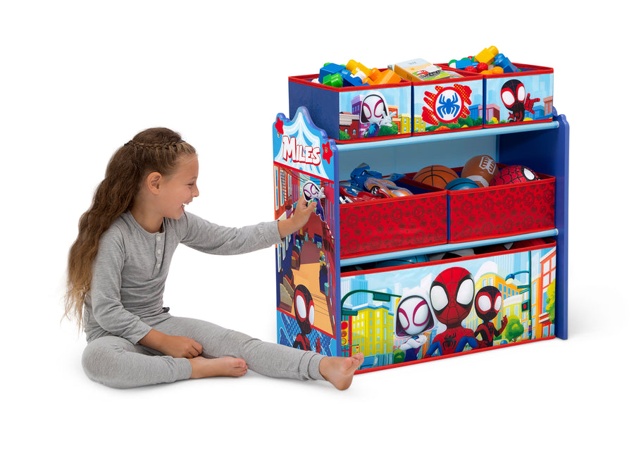 Spider-Man (1164) 4-Spidey and His Amazing Friends 4-Piece Toddler Playroom Set – Includes Play Table and 6 Bin Toy Organizer
