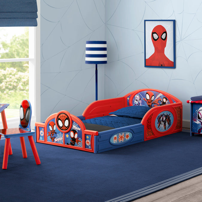 Marvel Spidey and His Amazing Friends 4-Piece Toddler Room-in-a-Box Set – Includes Sleep and Play Toddler Bed, Table, 1 Chair and Toy Box 7-Marvel Spidey and His Amazing Friends 4-Piece Toddler Room-in-a-Box Set – Includes Sleep and Play Toddler Bed, Table, 1 Chair and Toy Box