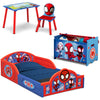 Spider-Man (1164) 2-Marvel Spidey and His Amazing Friends 4-Piece Toddler Room-in-a-Box Set – Includes Sleep and Play Toddler Bed, Table, 1 Chair and Toy Box