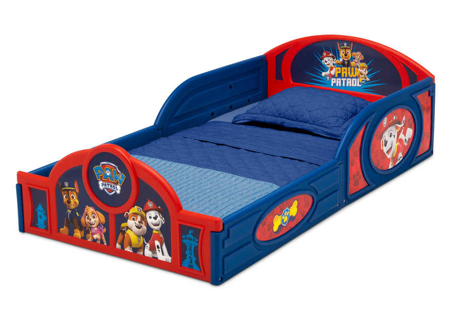 Paw Patrol (1121) 3-Paw Patrol 4-Piece Toddler Room-In-A-Box Set – Includes Sleep And Play Toddler Bed, Table, 1 Chair And Fabric Toy Box