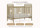 Baby crib with mattress height measurement labels for newborn, can roll over, and can stand up stages. 33-Darcy 4-in-1 Convertible Metal Crib
