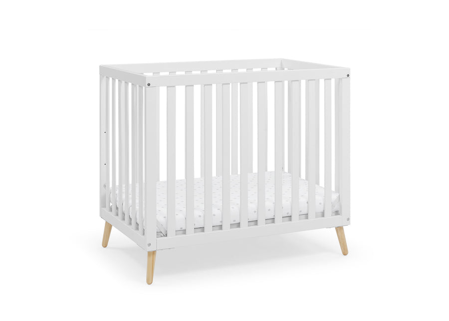 Bianca White with Natural (123) 26-Essex Convertible Mini Baby Crib with 2.75-Inch Mattress, Greenguard Gold Certified