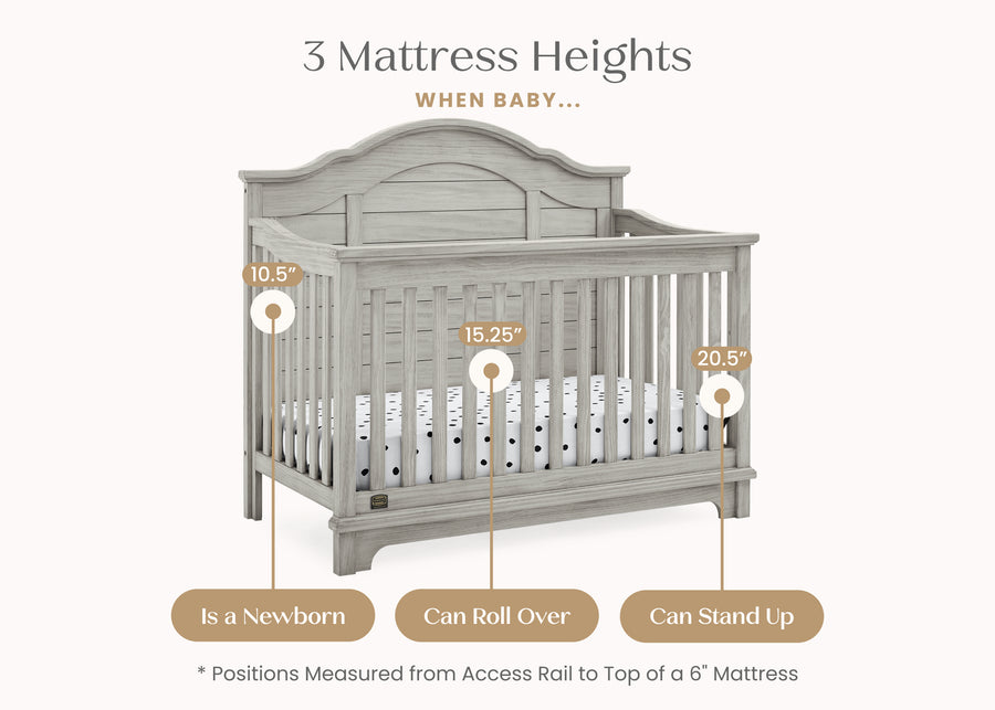 Rustic Mist (1373) 21-Asher 6-in-1 Convertible Crib