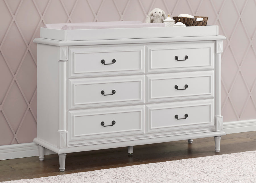 Moonstruck Grey (1351) 15-Juliette 6 Drawer Dresser with Changing Top and Interlocking Drawers