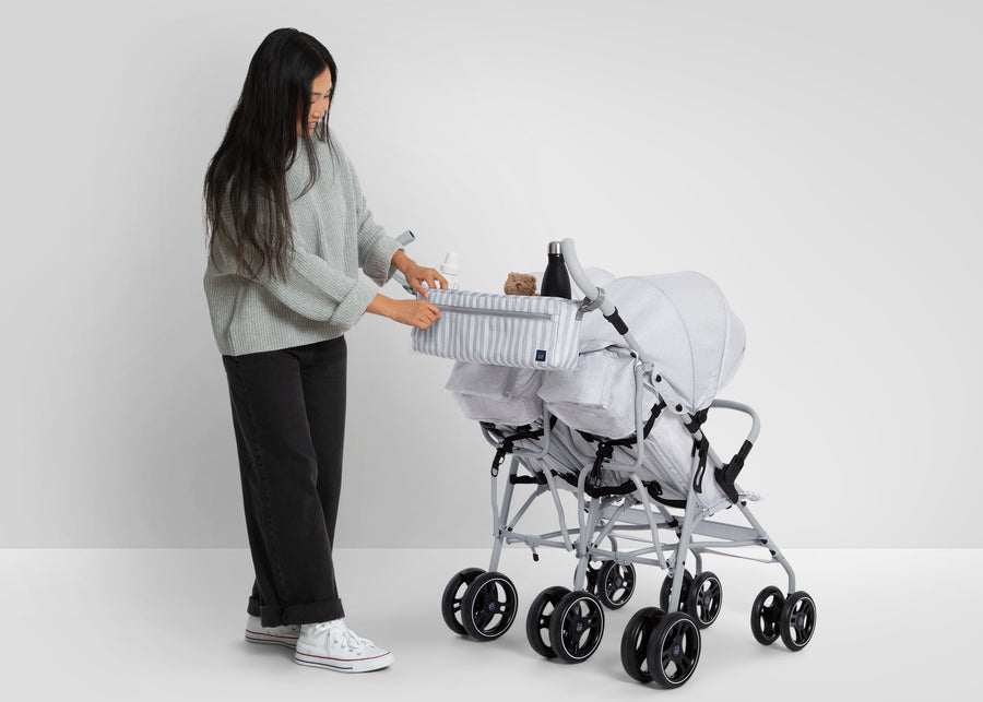 Grey Stripes (2359) 22-babyGap Classic Parent Organizer for Double Stroller