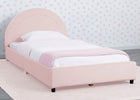 Pink with Velvet Piping (12081) 2-Upholstered Twin Bed with Round Headboard
