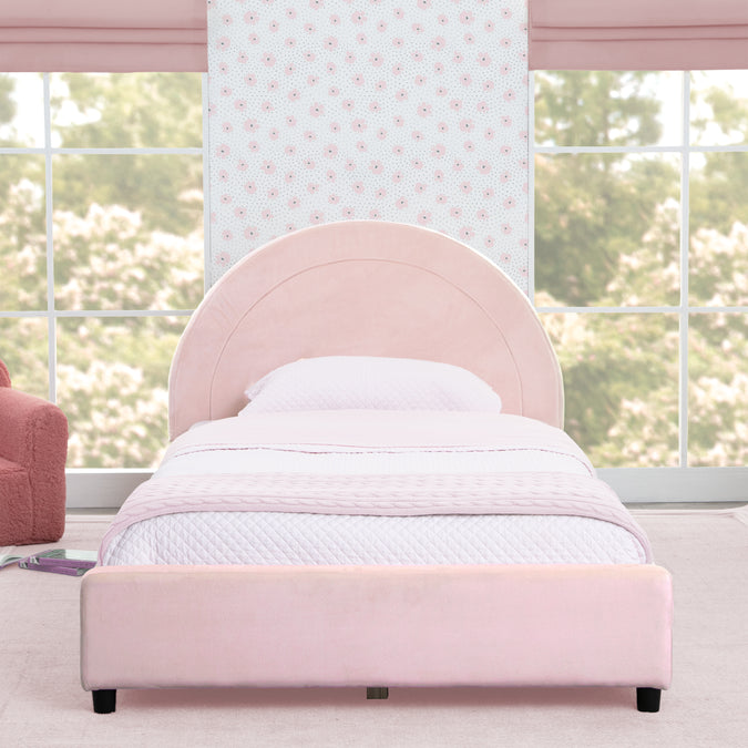 Upholstered Twin Bed with Round Headboard 7-Upholstered Twin Bed with Round Headboard