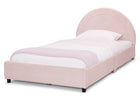Pink with Velvet Piping (12081) 5-Upholstered Twin Bed with Round Headboard