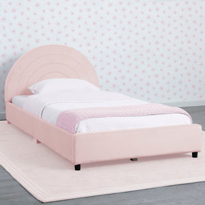 Upholstered Twin Bed with Round Headboard 12