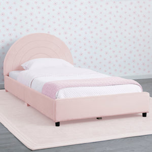 Upholstered Twin Bed with Round Headboard 19
