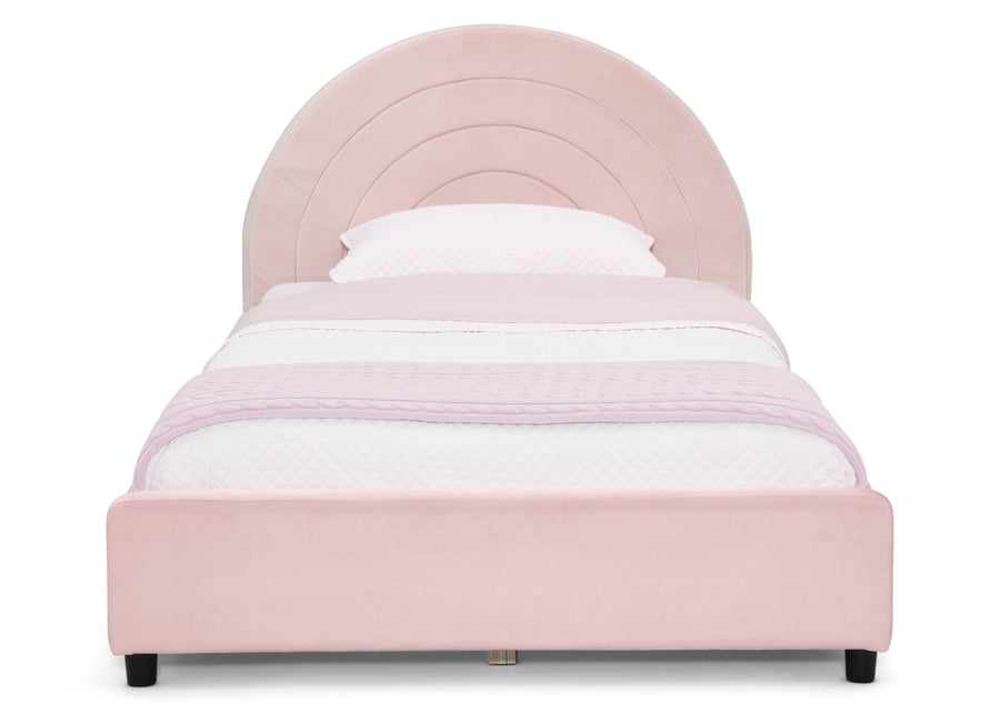 Pink with Velvet Quilted (12082) 10-Upholstered Twin Bed with Round Headboard