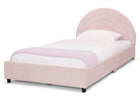 Pink with Velvet Quilted (12082) 12-Upholstered Twin Bed with Round Headboard