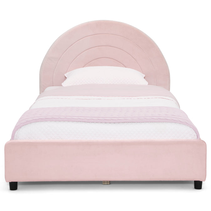 Upholstered Twin Bed with Round Headboard 13-Upholstered Twin Bed with Round Headboard