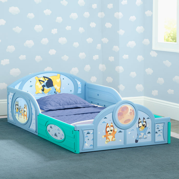 BB81415BU 1077 toddler bed bluey lifestyle 101 1-Bluey Sleep and Play Toddler Bed with Built-In Guardrails