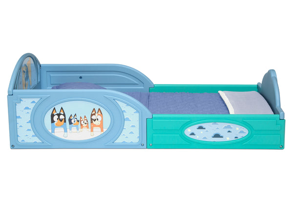 delta children bluey Bluey Sleep and Play Toddler Bed with Built-In Guardrails