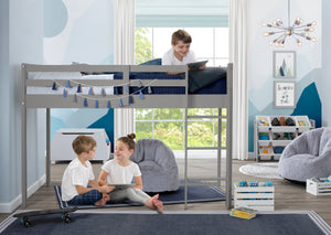 Grey (026) 1-Twin Loft Bed with Guardrail and Ladder