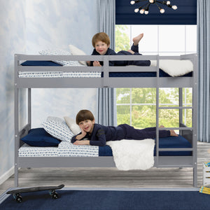 Grey (026) 9-Convertible Twin Bunk Bed with Ladder and Guardrails