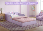 Unicorn (1615) 5-Unicorn Wood Floor Toddler Bed with Reusable Stickers
