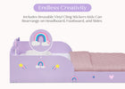 Unicorn (1615) 2-Unicorn Wood Floor Toddler Bed with Reusable Stickers