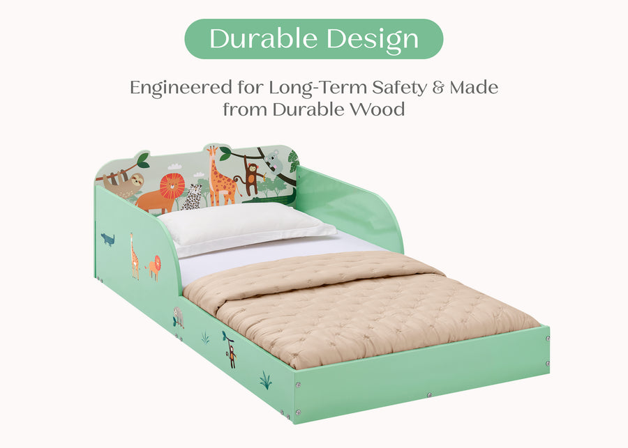 Safari (1730) 4-Safari Wood Floor Toddler Bed with Reusable Stickers