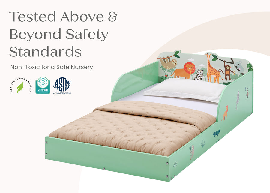 Safari (1730) 7-Safari Wood Floor Toddler Bed with Reusable Stickers