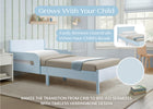 Light Blue Herringbone (1725) 2-Cora Wood Twin Bed with Removable Guardrails