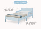 Light Blue Herringbone (1725) 3-Cora Wood Twin Bed with Removable Guardrails