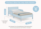 Light Blue Herringbone (1725) 4-Cora Wood Twin Bed with Removable Guardrails