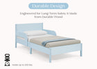 Light Blue Herringbone (1725) 5-Cora Wood Twin Bed with Removable Guardrails