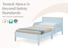 Light Blue Herringbone (1725) 7-Cora Wood Twin Bed with Removable Guardrails