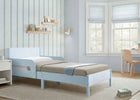 Light Blue Herringbone (1725) 1-Cora Wood Twin Bed with Removable Guardrails