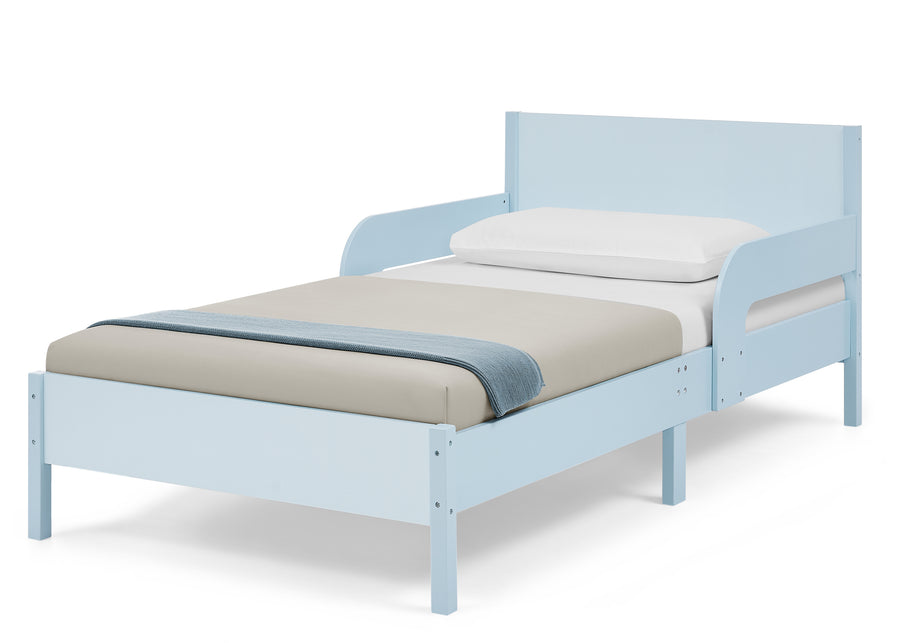 Light Blue Herringbone (1725) 7-Cora Wood Twin Bed with Removable Guardrails