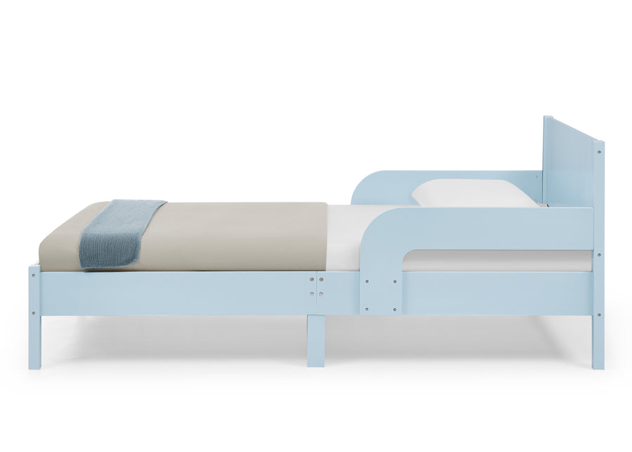 Light Blue Herringbone (1725) 5-Cora Wood Twin Bed with Removable Guardrails