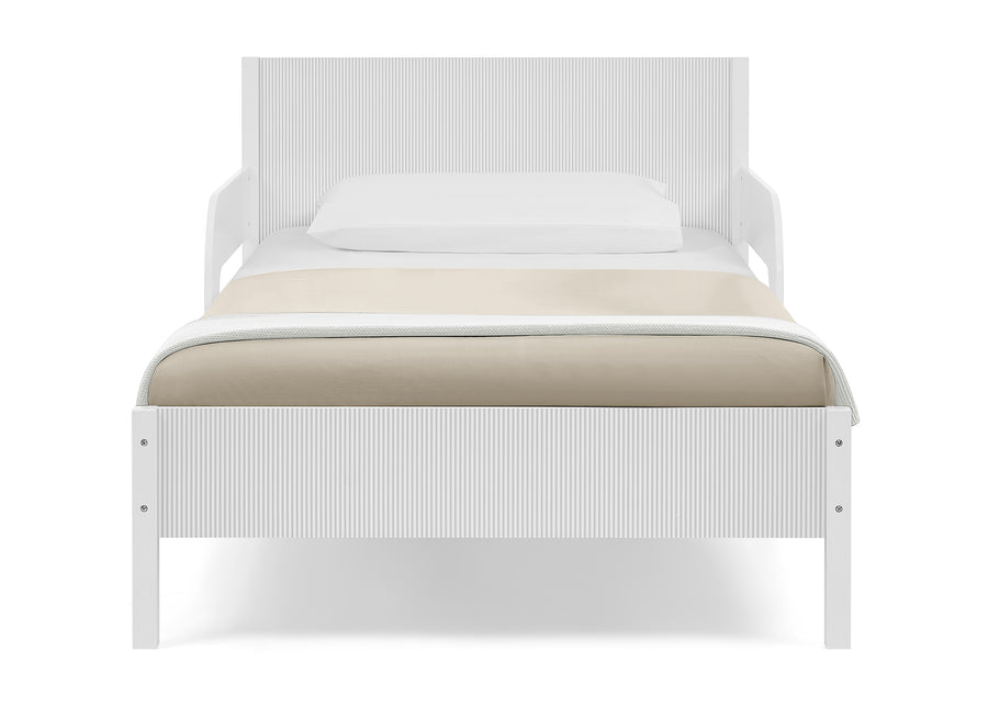 White Oxford Stripes (1726) 10-Cora Wood Twin Bed with Removable Guardrails