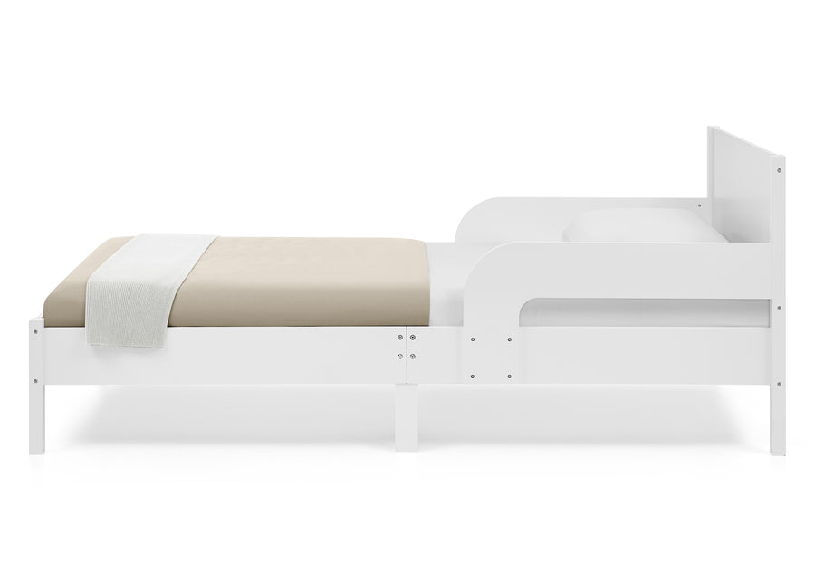 White Oxford Stripes (1726) 12-Cora Wood Twin Bed with Removable Guardrails