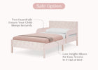 Pink Floral Toile (1727) 28-Cora Wood Twin Bed with Removable Guardrails