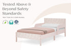 Pink Floral Toile (1727) 32-Cora Wood Twin Bed with Removable Guardrails