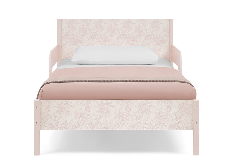 Pink Floral Toile (1727) 16-Cora Wood Twin Bed with Removable Guardrails